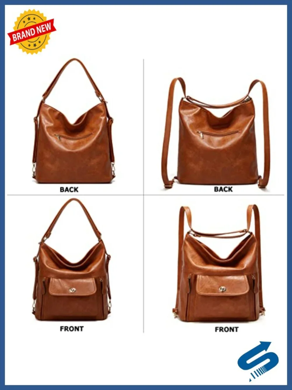 Vintage Faux Leather Convertible Backpack Purse for Women Large Travel Daypack